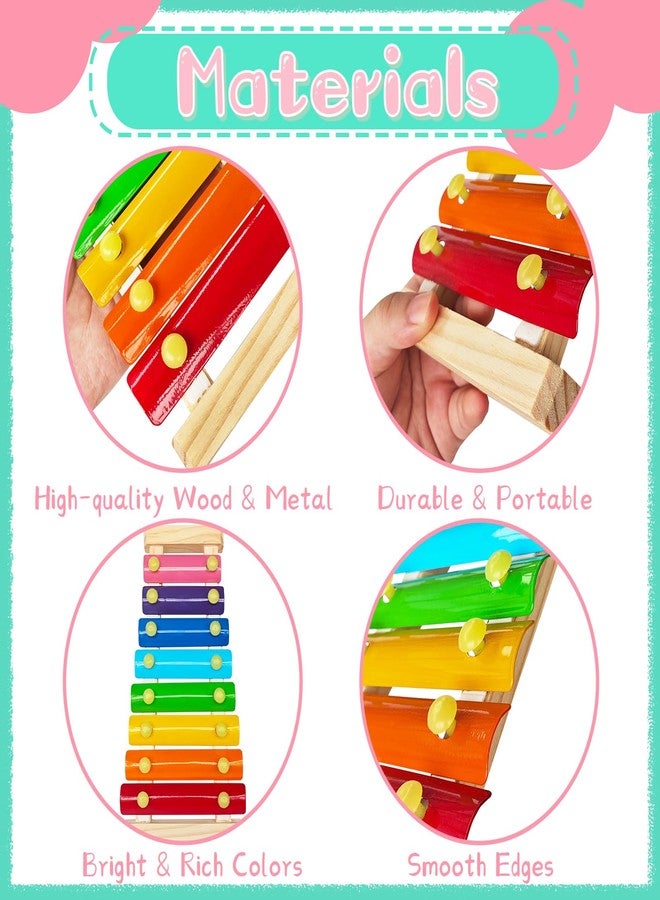 Xeehwb 2 Pcs Wooden Xylophone for Kids,Xylophone Educational Musical Toy with 2 Child Mallets 8 Diatonic Keys,Xylophone Wooden Instruments Toys for Toddlers - Image 3